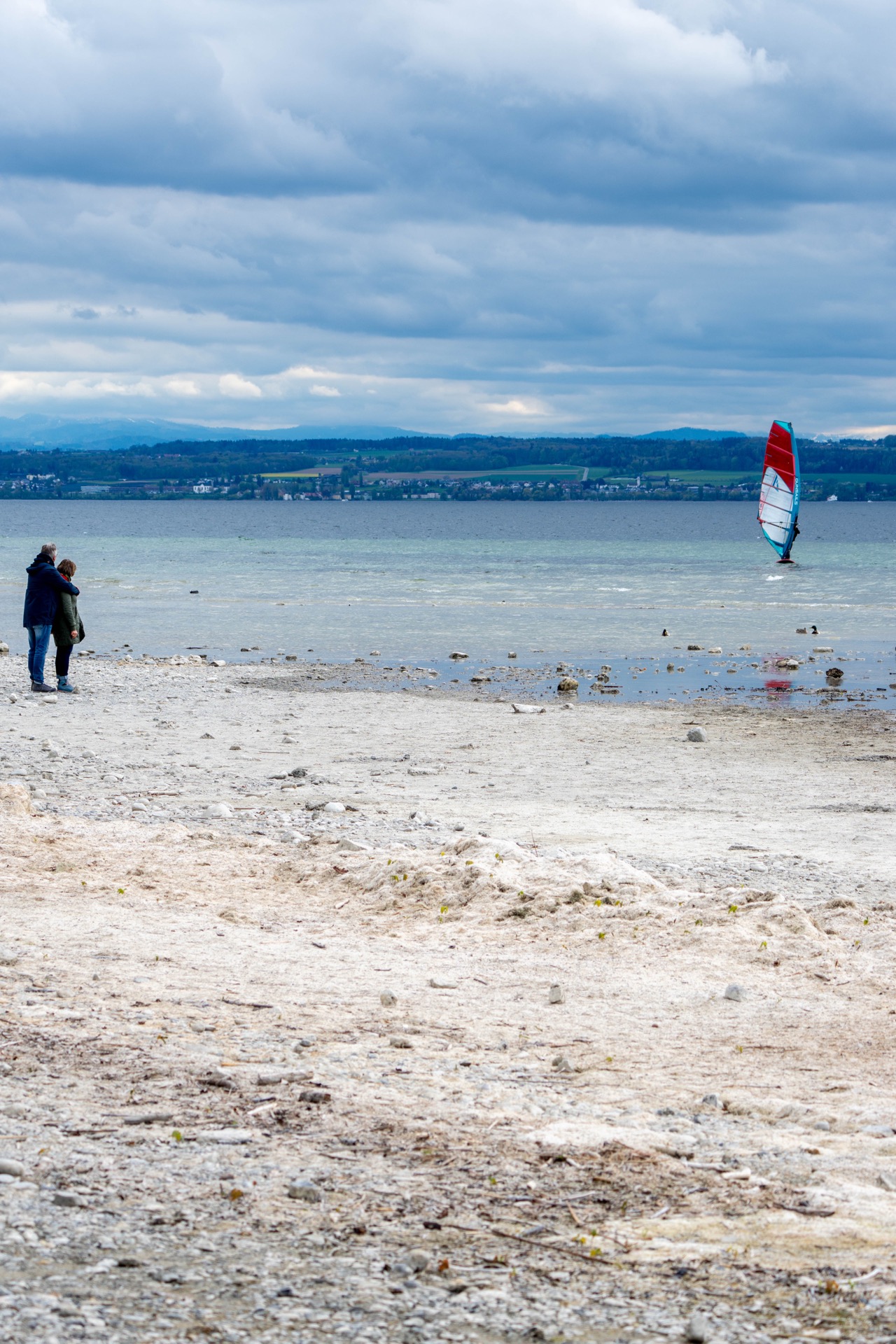 Bodensee-Strand mit Windsurfer